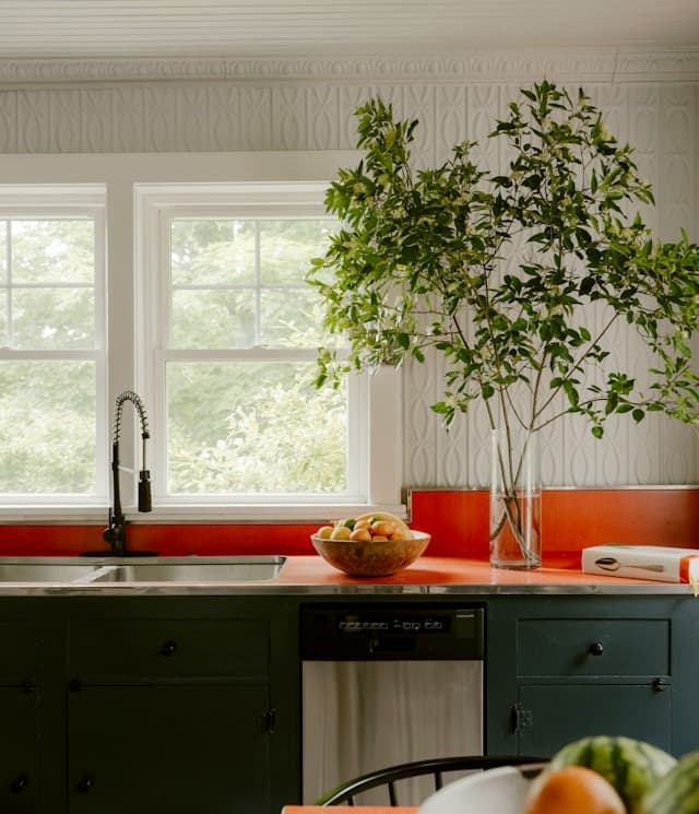 Warm naturally-lit organized home space